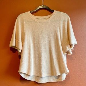 NWT Madewell “Texture & Thread” Pink Flutter Sleeve Top (Large)